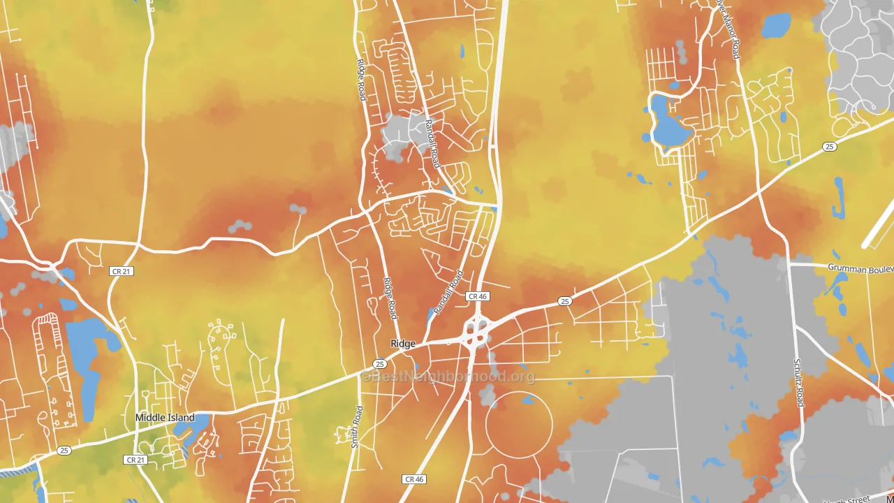 Bike Grade map of 11961, NY