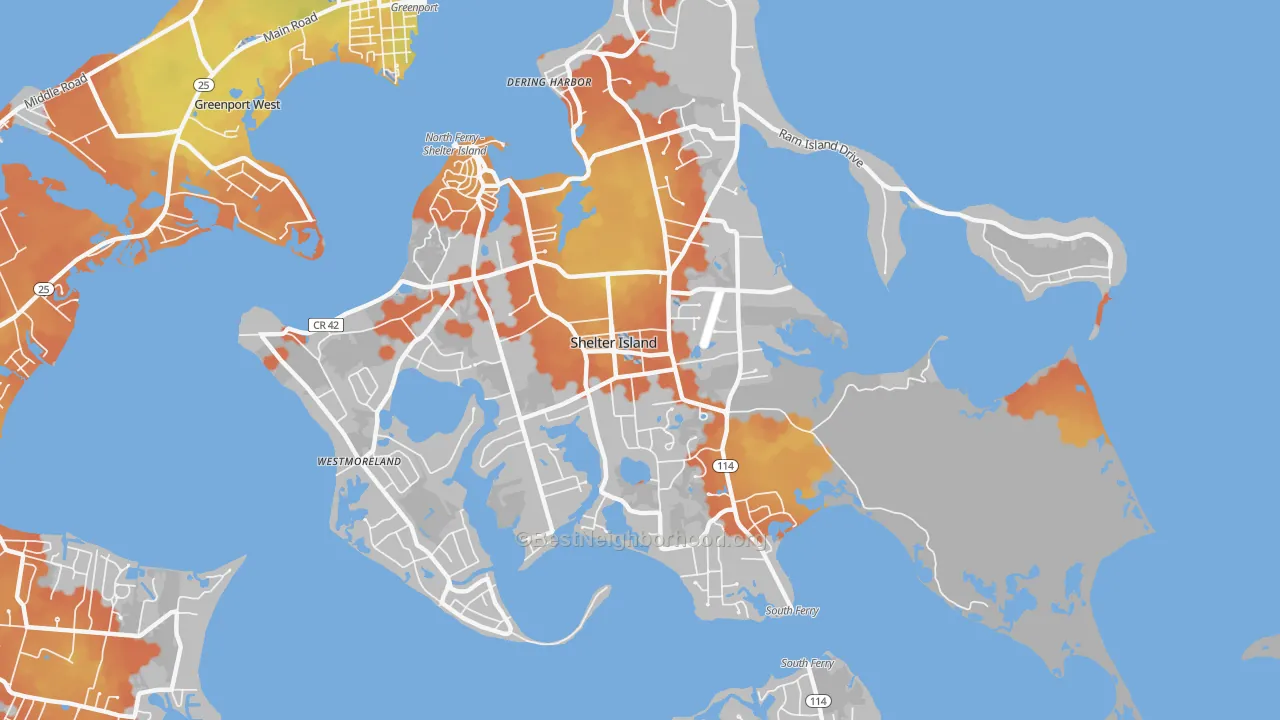 Bike Grade map of 11964, NY