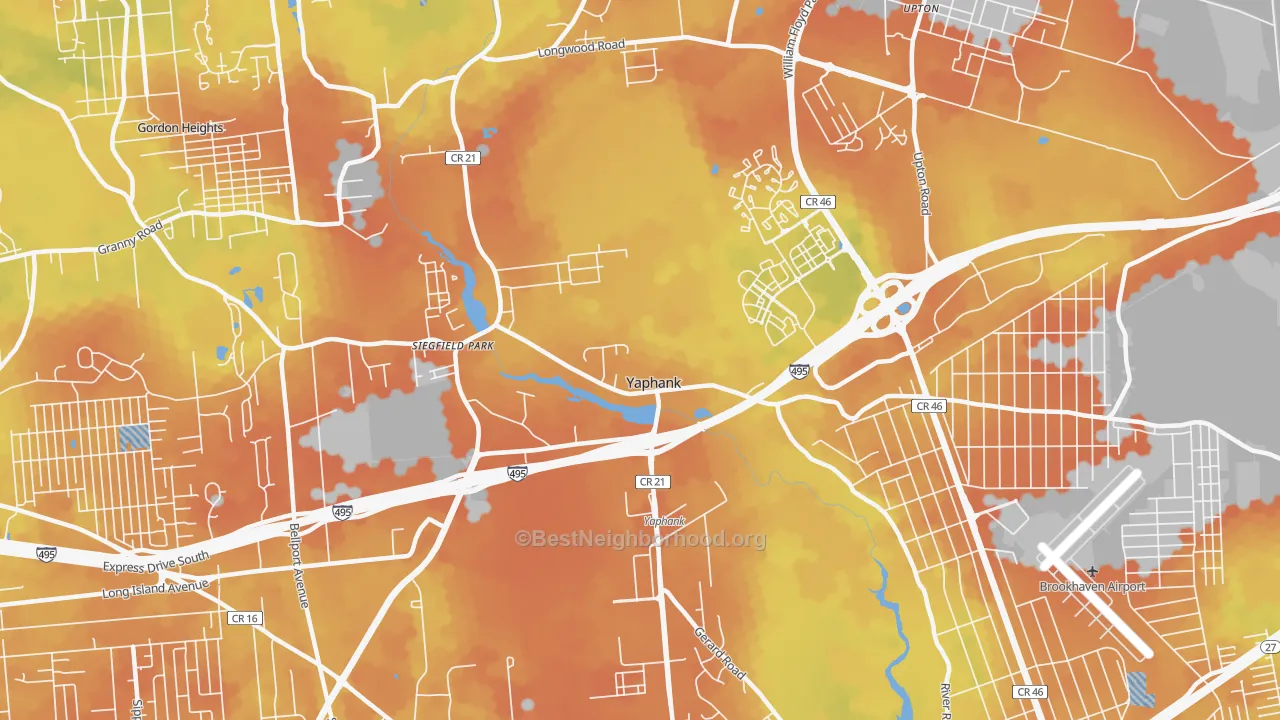 Bike Grade map of 11980, NY