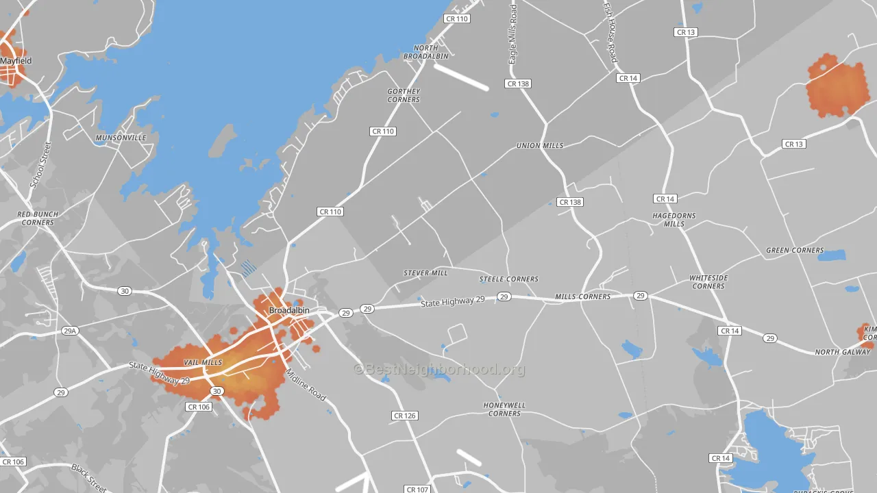Bike Grade map of 12025, NY