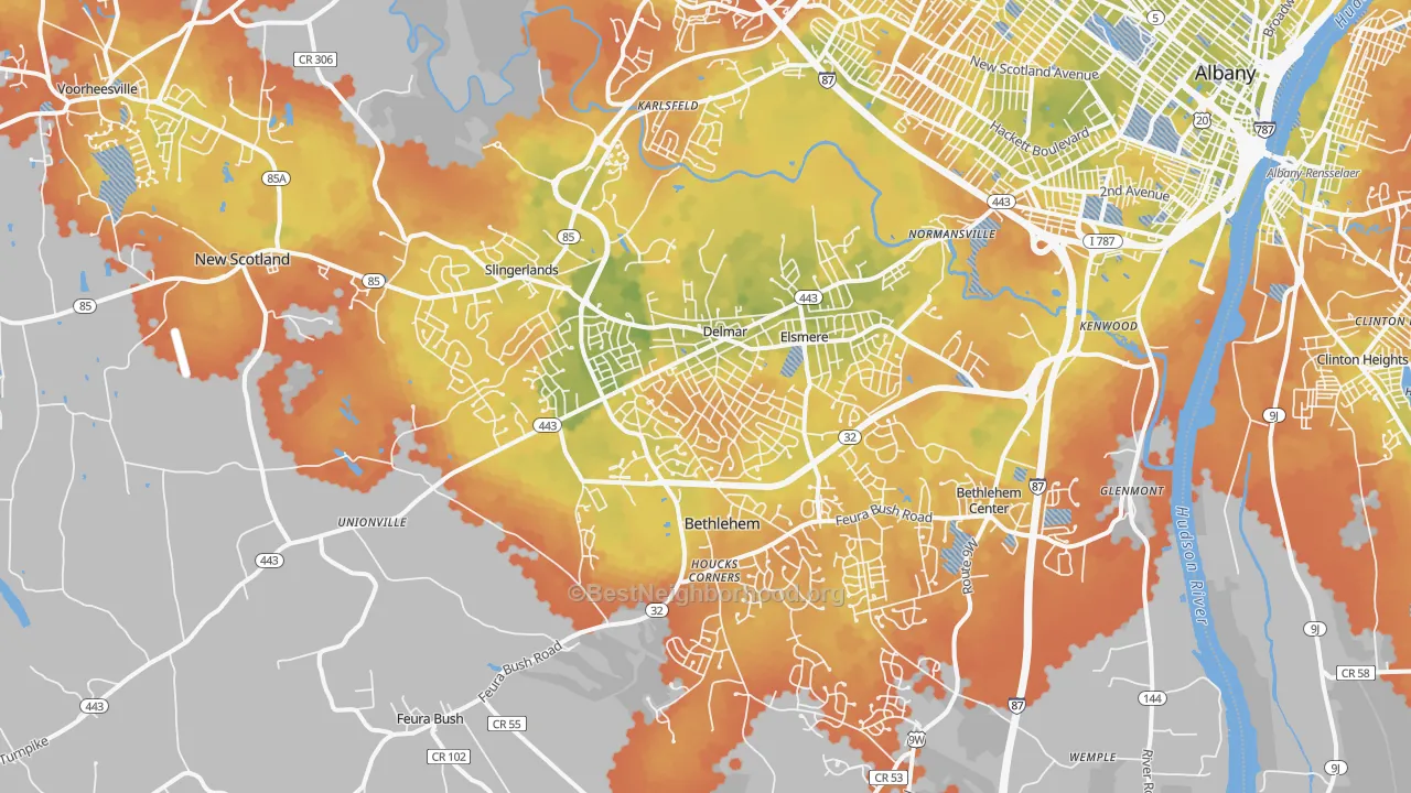 Bike Grade map of 12054, NY