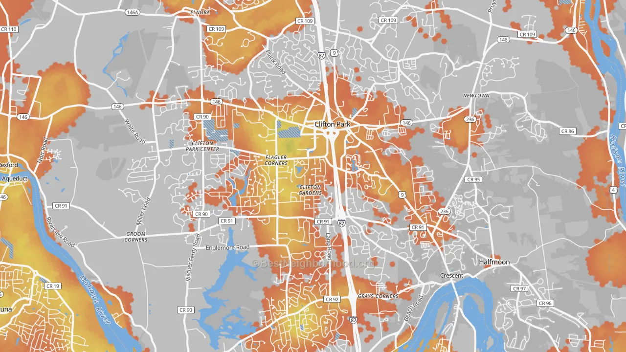 Bike Grade map of 12065, NY