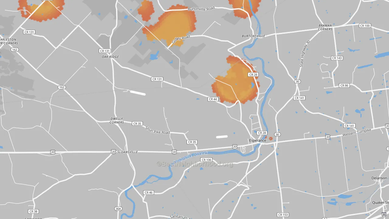 Bike Grade map of 12066, NY