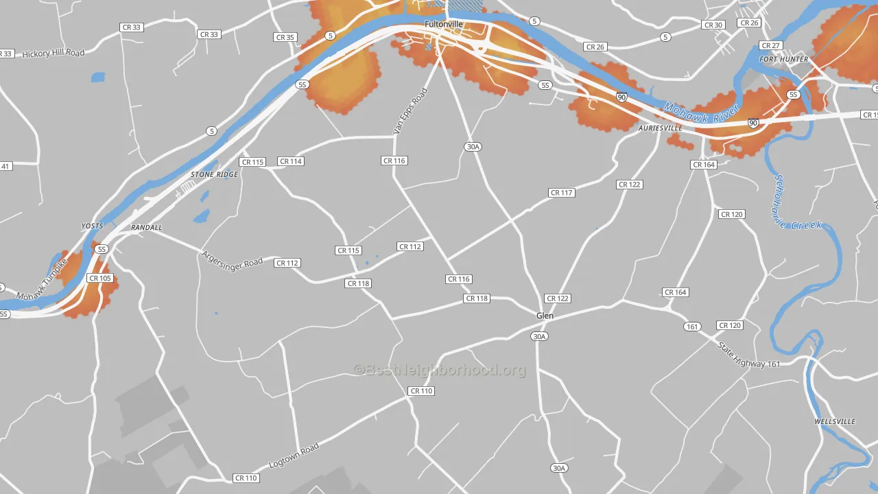 Bike Grade map of 12072, NY