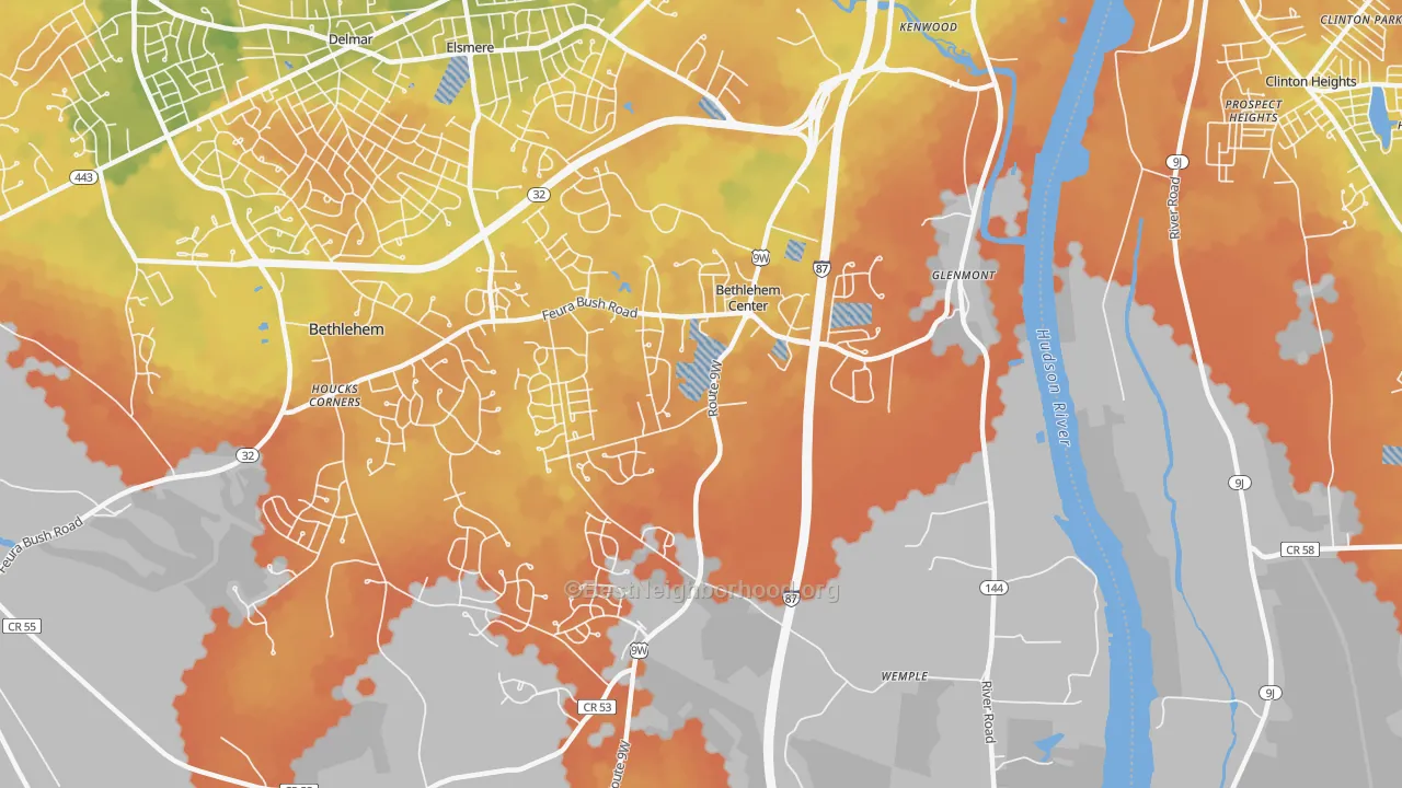 Bike Grade map of 12077, NY