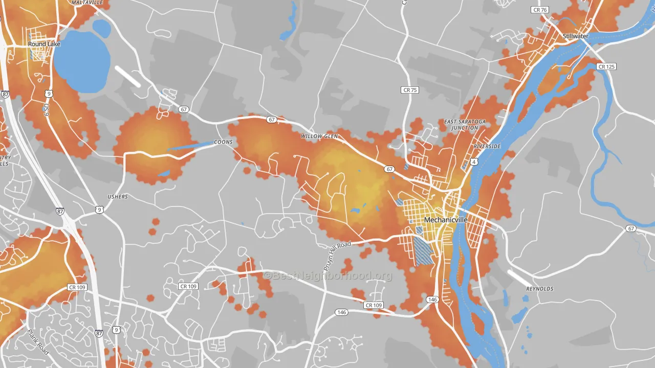 Bike Grade map of 12118, NY