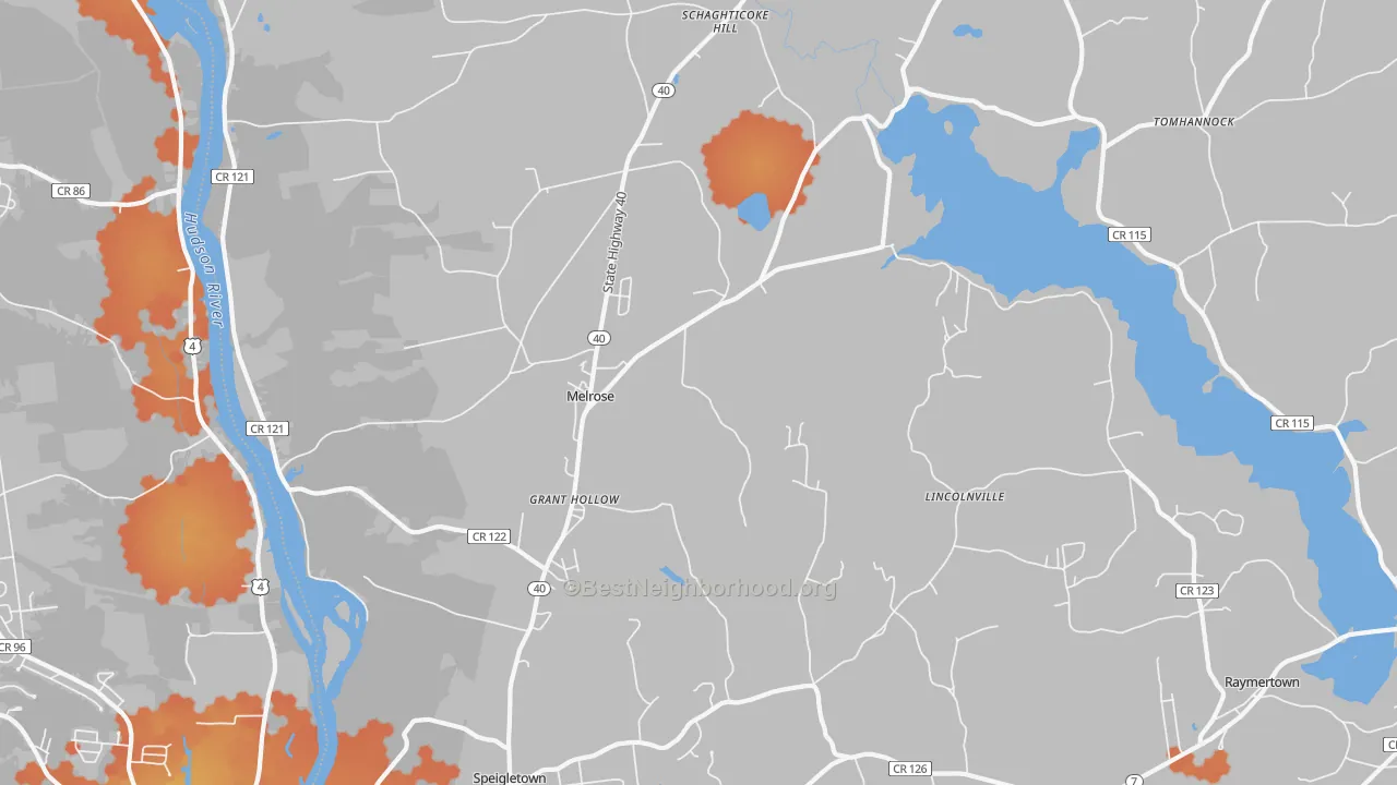 Bike Grade map of 12121, NY
