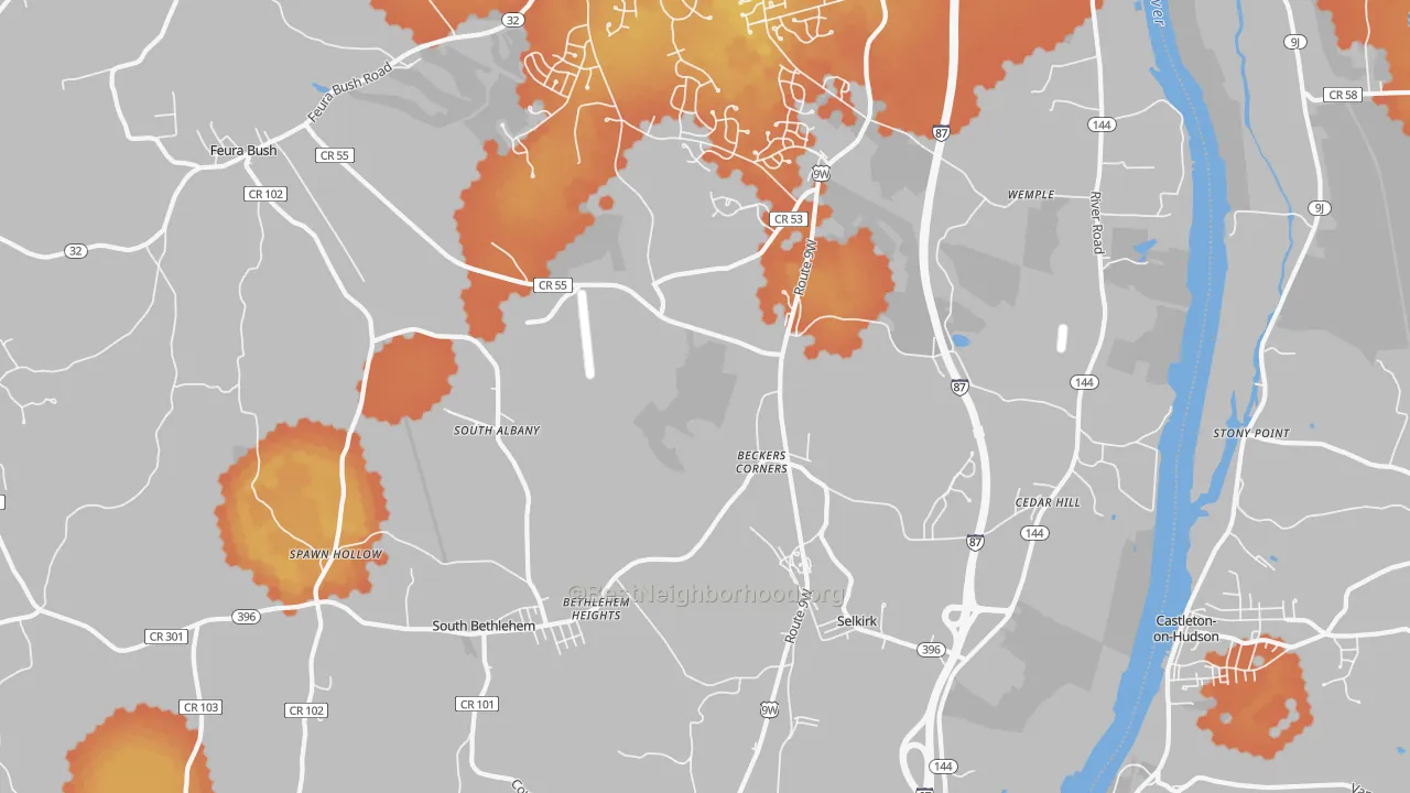 Bike Grade map of 12158, NY