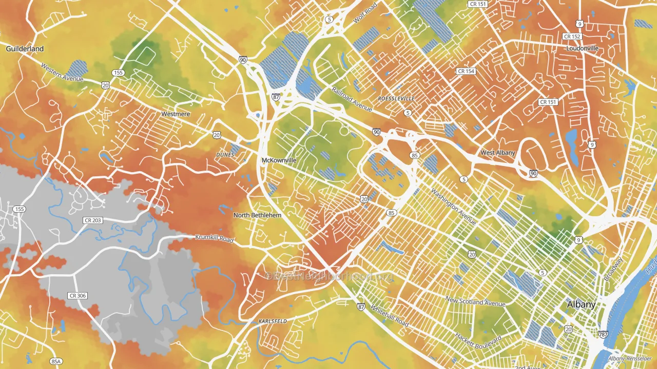 Bike Grade map of 12203, NY