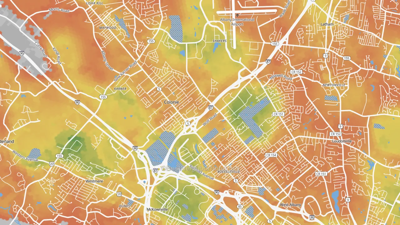 Bike Grade map of 12205, NY