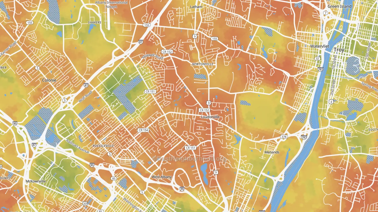 Bike Grade map of 12211, NY
