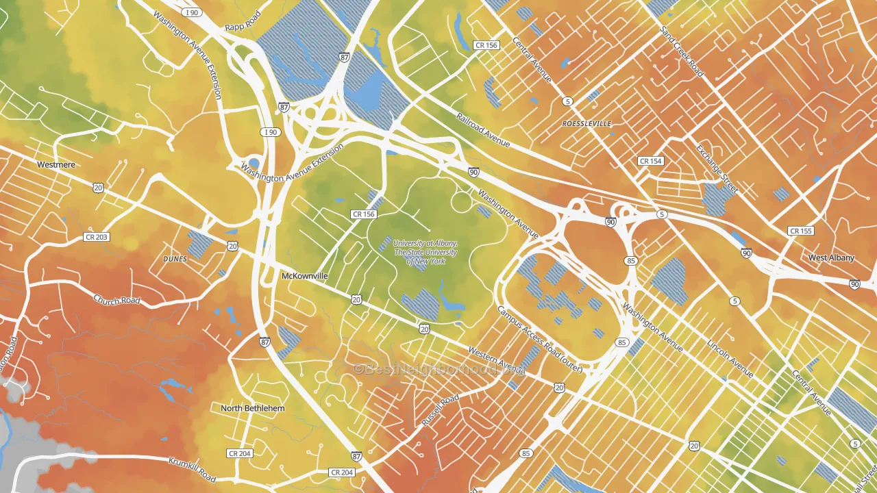 Bike Grade map of 12222, NY