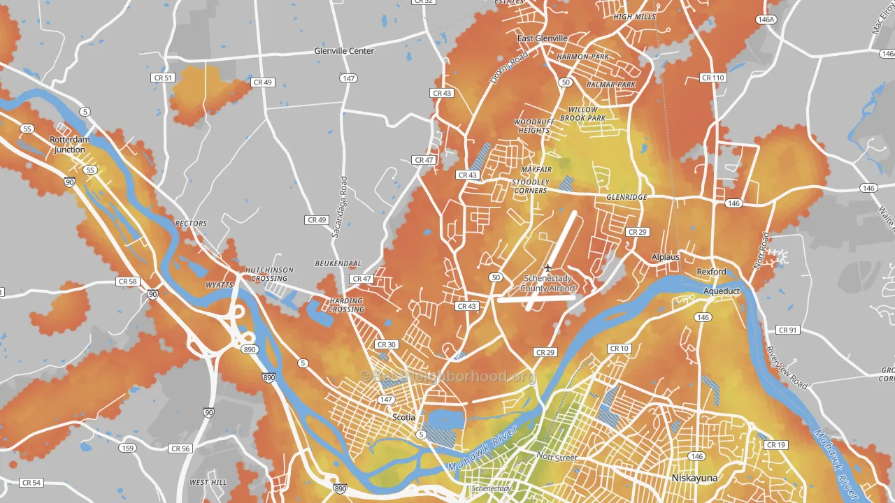 Bike Grade map of 12302, NY