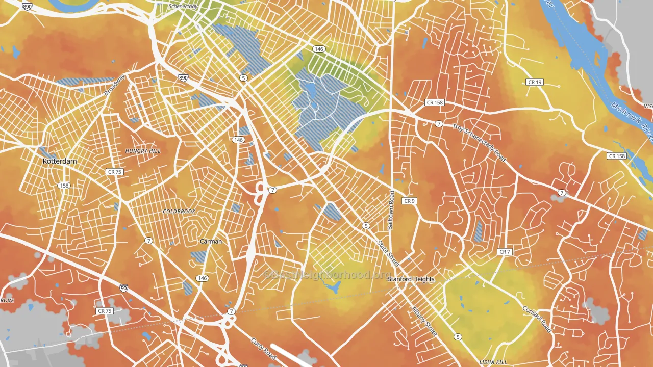 Bike Grade map of 12304, NY