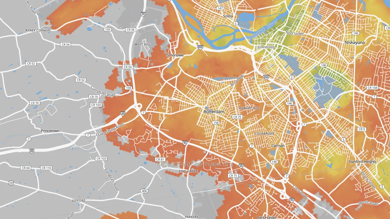 Bike Grade map of 12306, NY