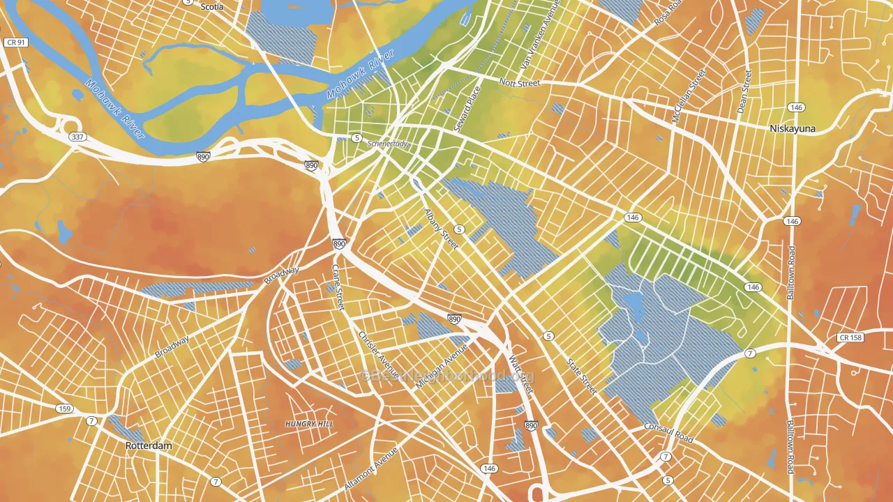 Bike Grade map of 12307, NY