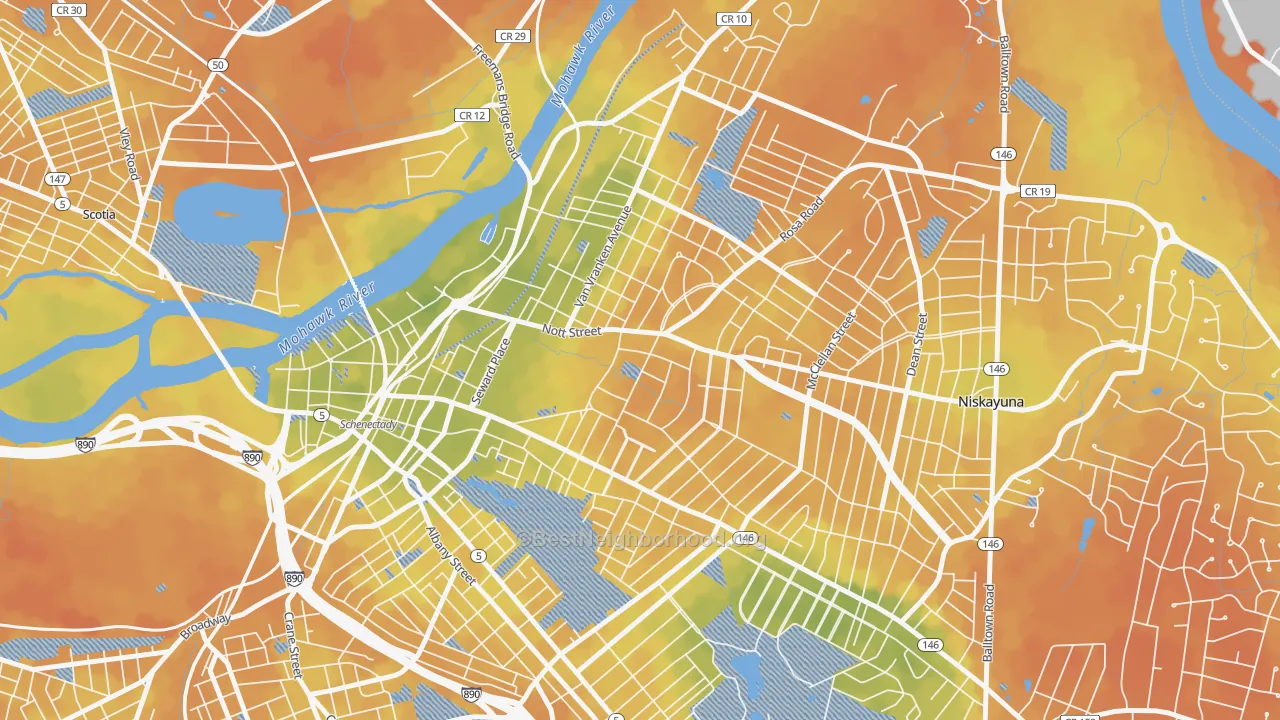 Bike Grade map of 12308, NY