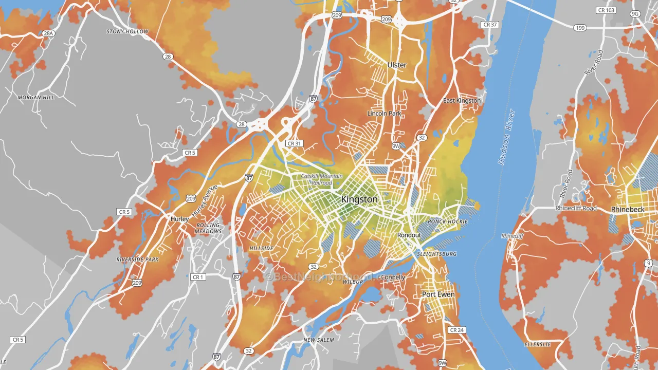 Bike Grade map of 12401, NY