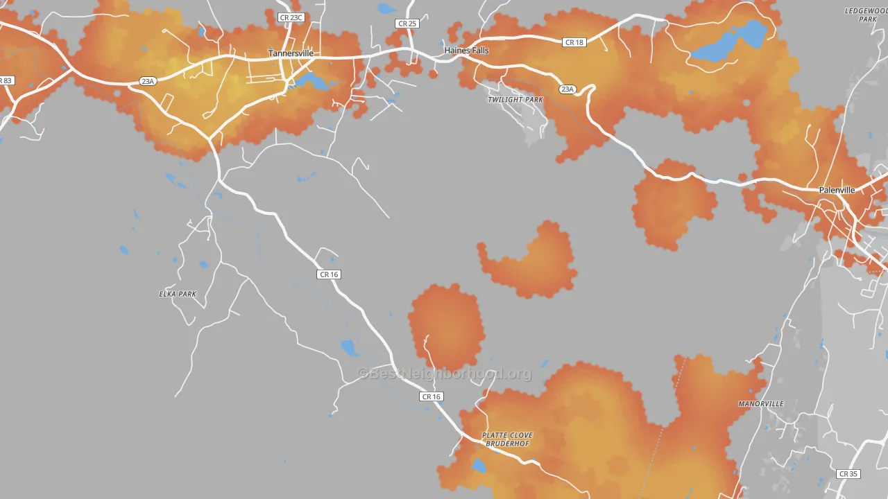 Bike Grade map of 12427, NY