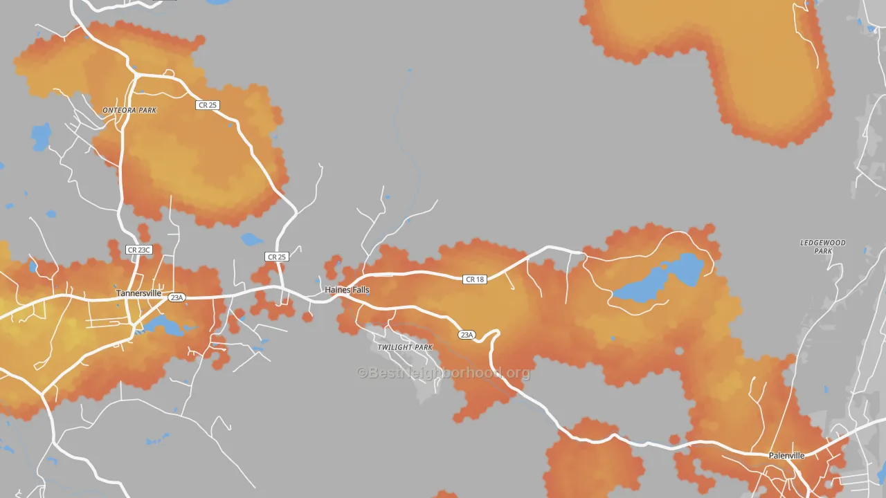 Bike Grade map of 12436, NY