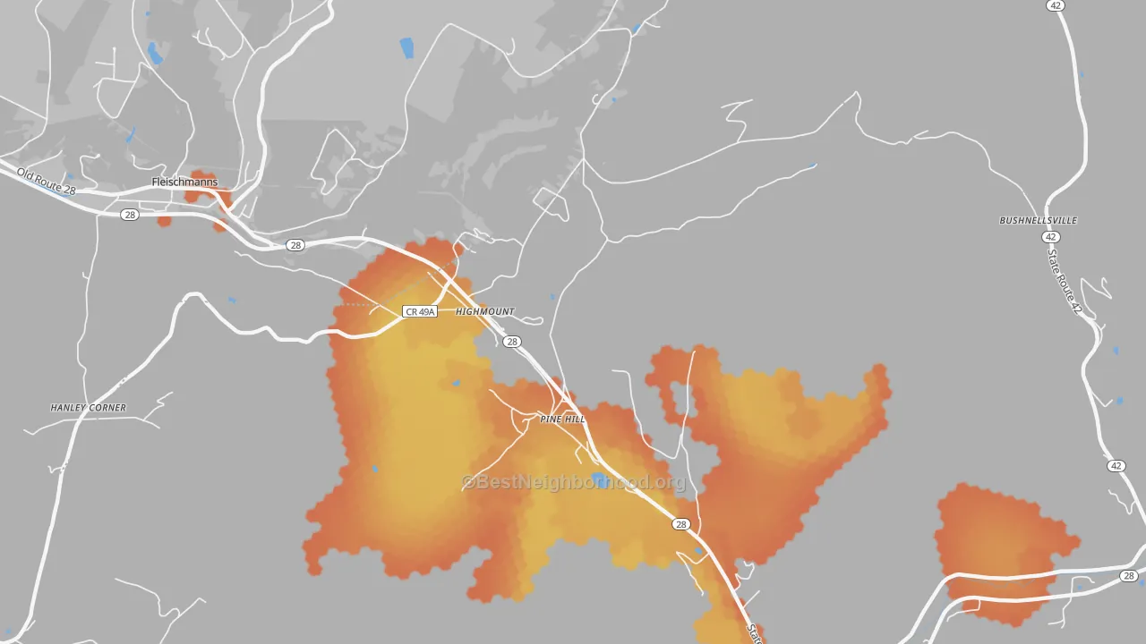 Bike Grade map of 12465, NY