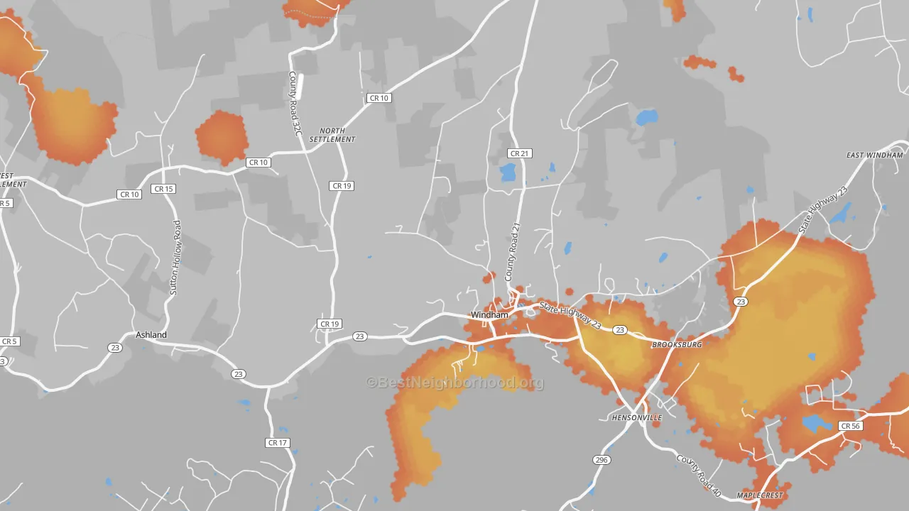 Bike Grade map of 12496, NY