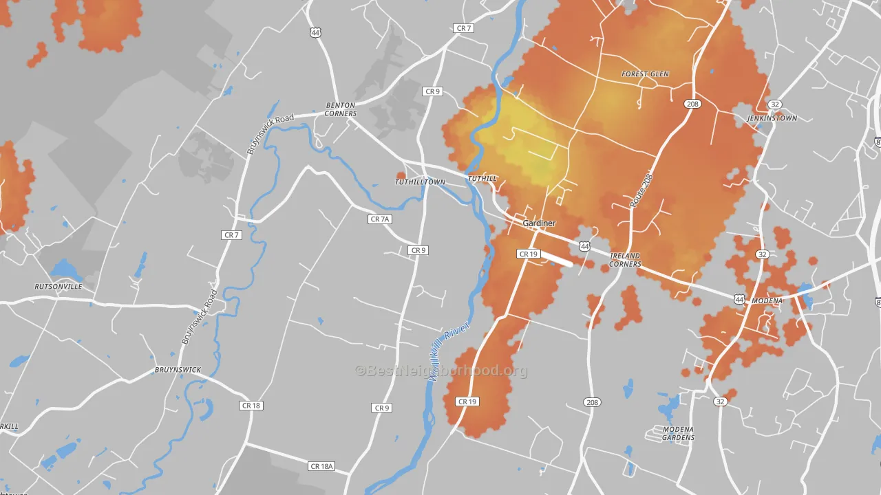 Bike Grade map of 12525, NY