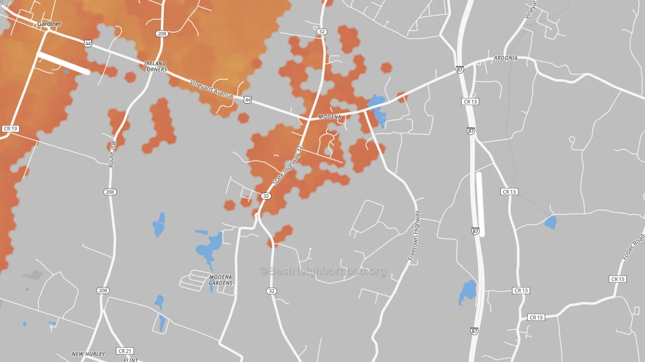 Bike Grade map of 12548, NY