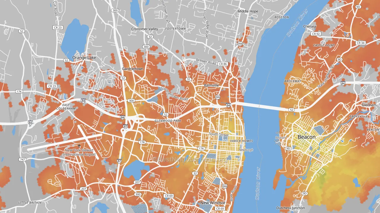 Bike Grade map of 12550, NY