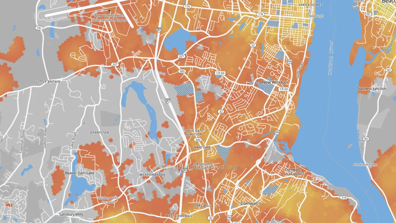 Bike Grade map of 12553, NY
