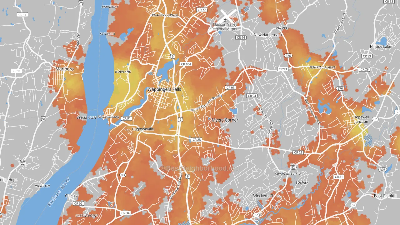 Bike Grade map of 12590, NY