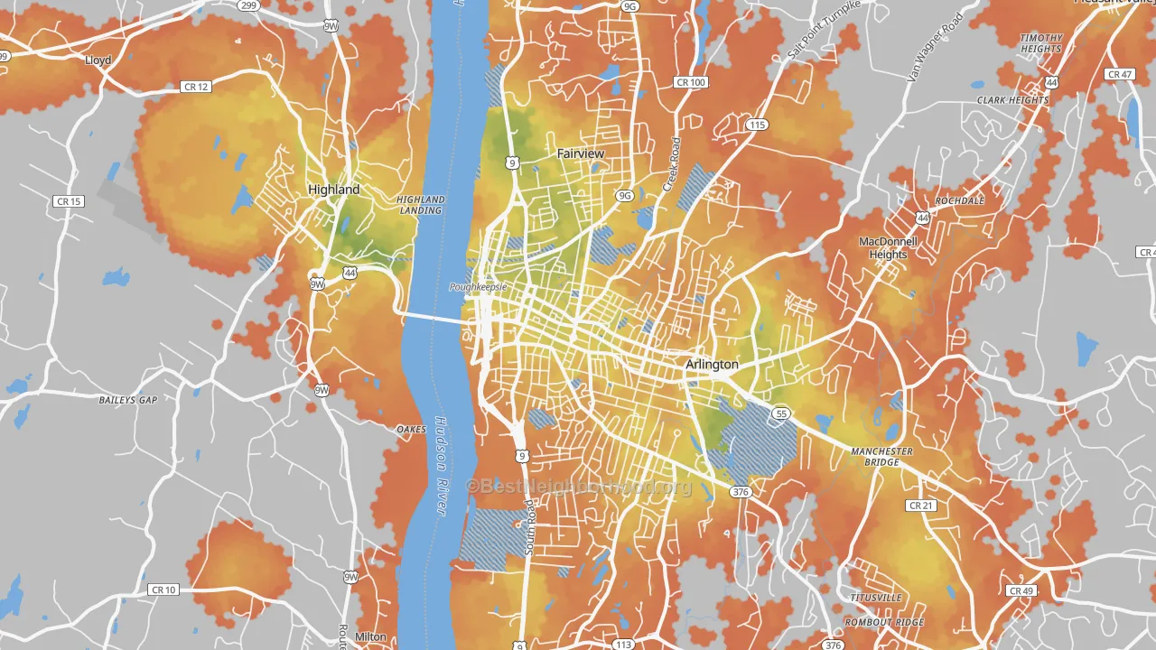 Bike Grade map of 12601, NY