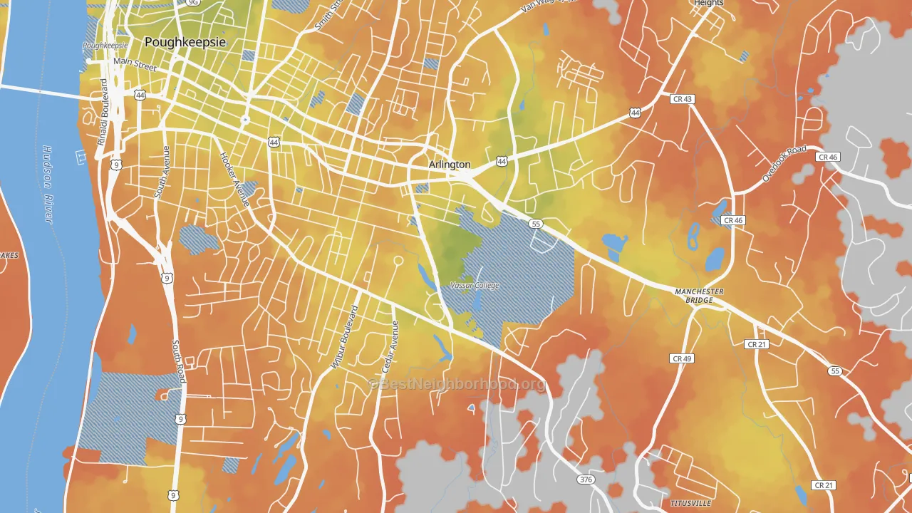 Bike Grade map of 12604, NY