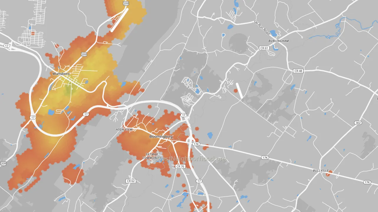 Bike Grade map of 12721, NY