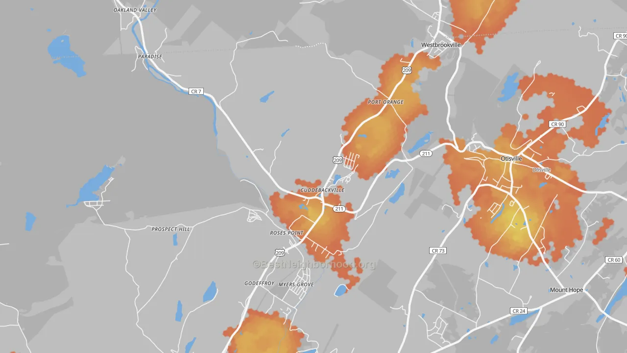 Bike Grade map of 12729, NY