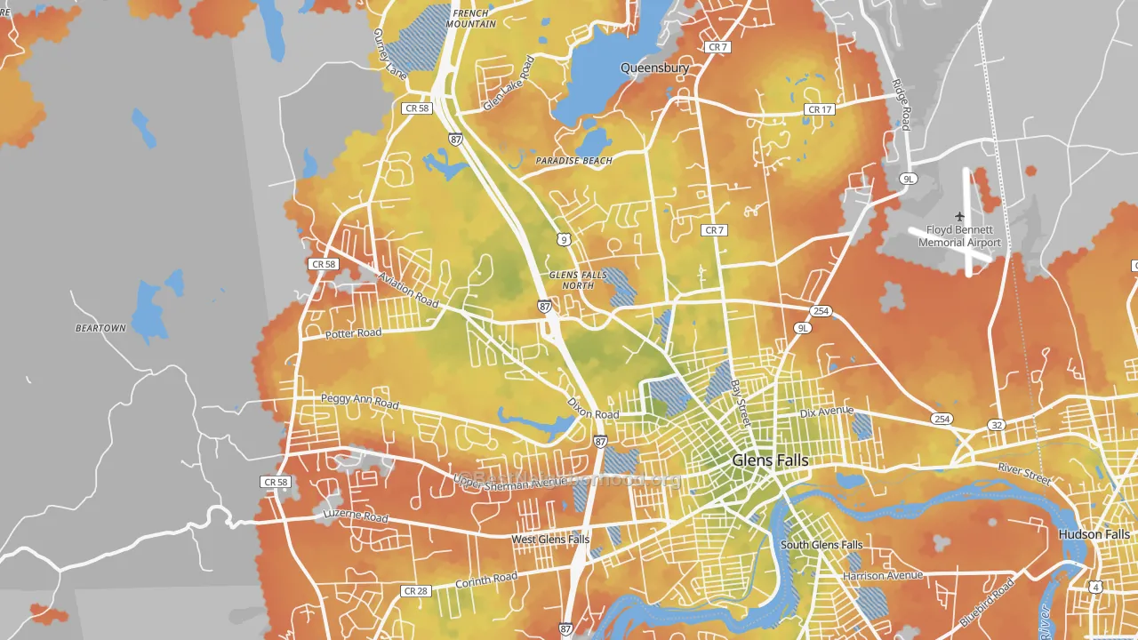 Bike Grade map of 12804, NY