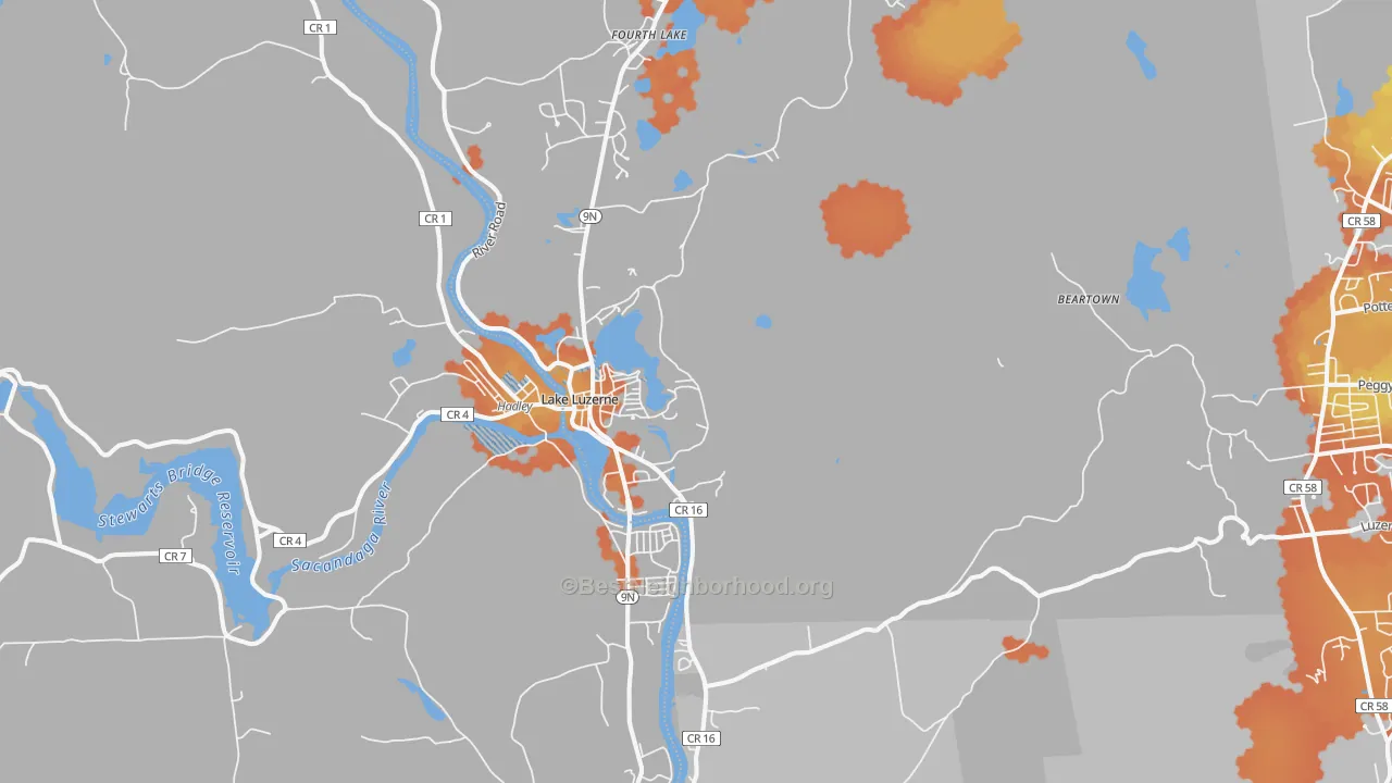 Bike Grade map of 12846, NY