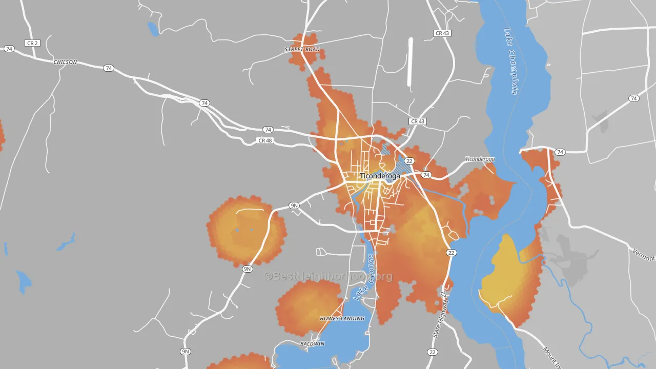 Bike Grade map of 12883, NY