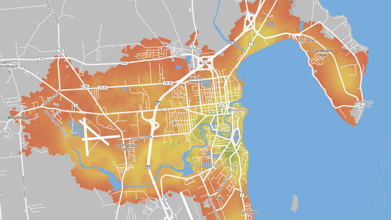 Bike Grade map of 12901, NY