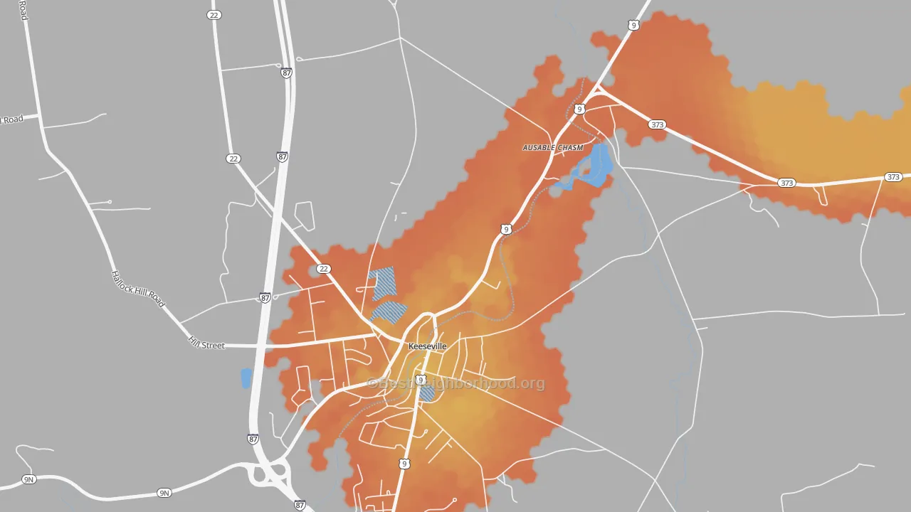 Bike Grade map of 12911, NY