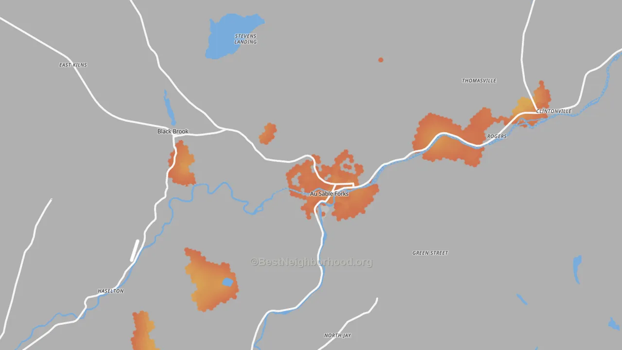 Bike Grade map of 12912, NY