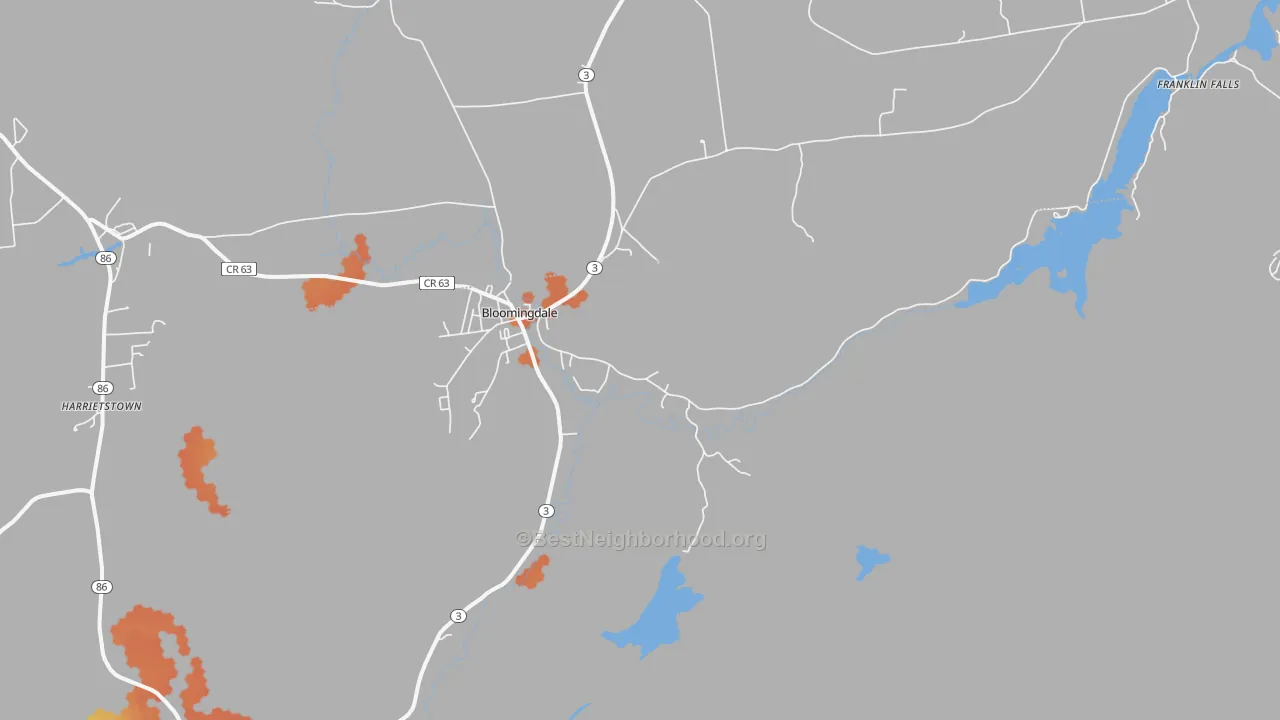 Bike Grade map of 12913, NY