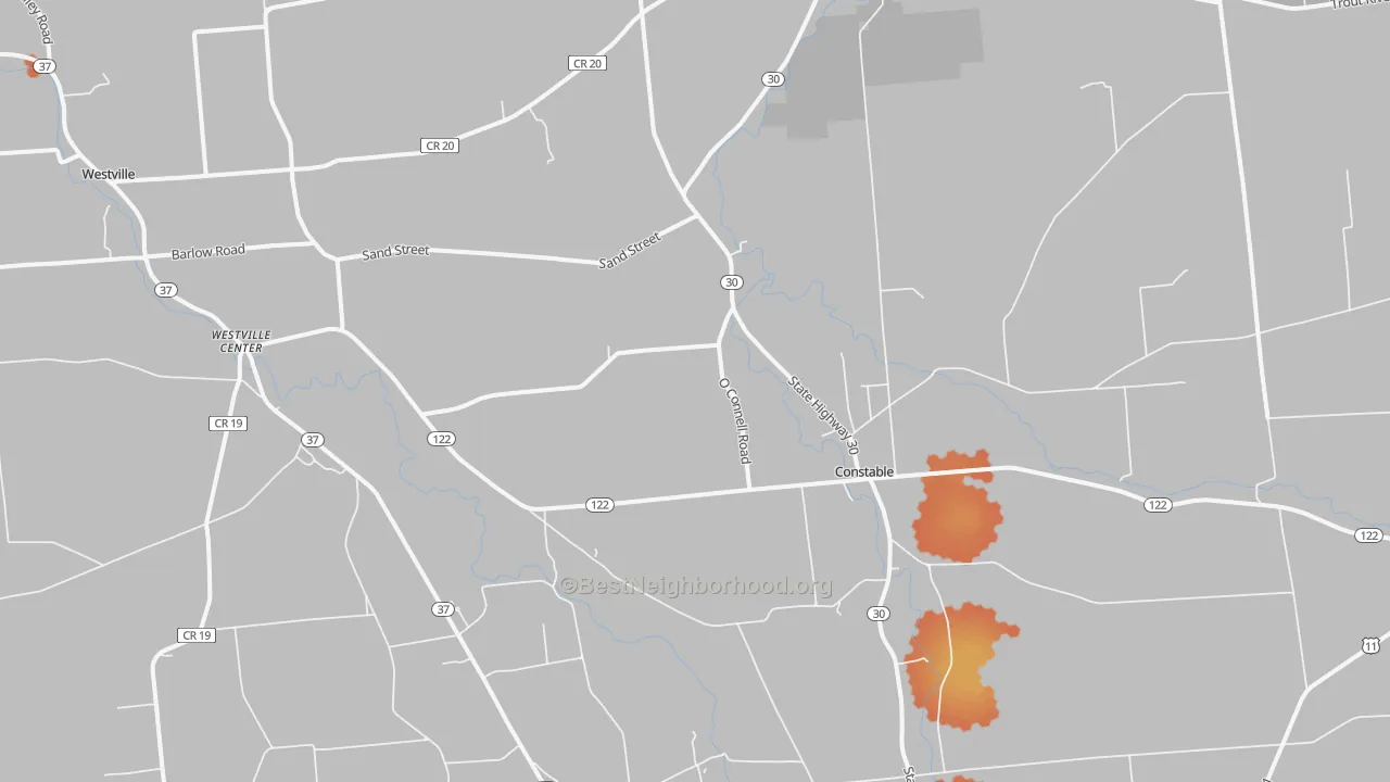 Bike Grade map of 12926, NY