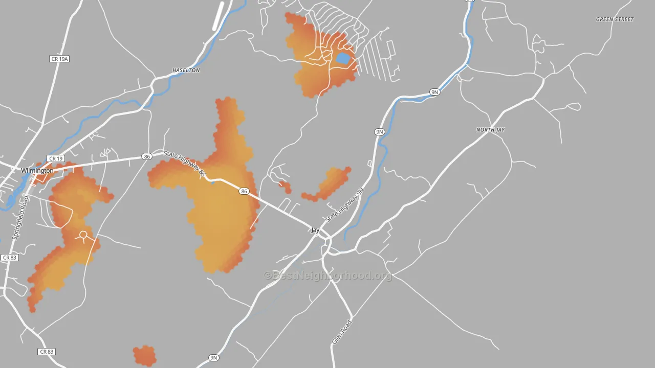 Bike Grade map of 12941, NY