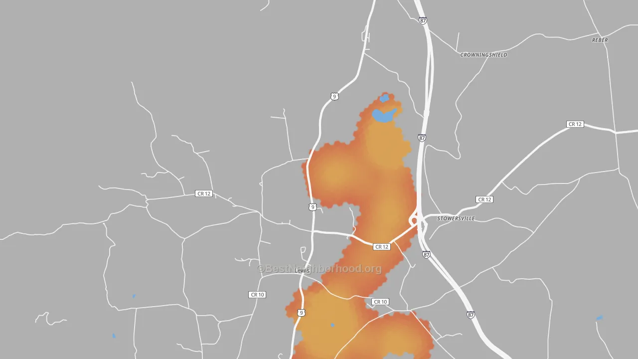 Bike Grade map of 12950, NY