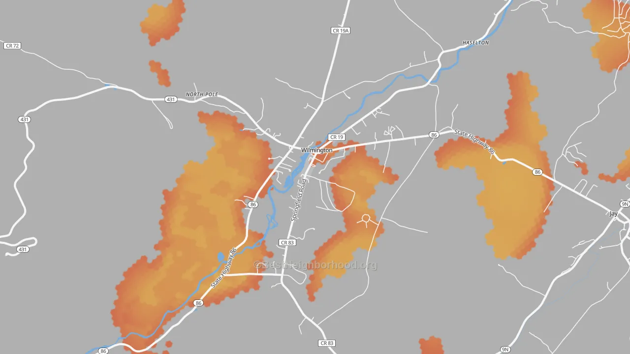 Bike Grade map of 12997, NY
