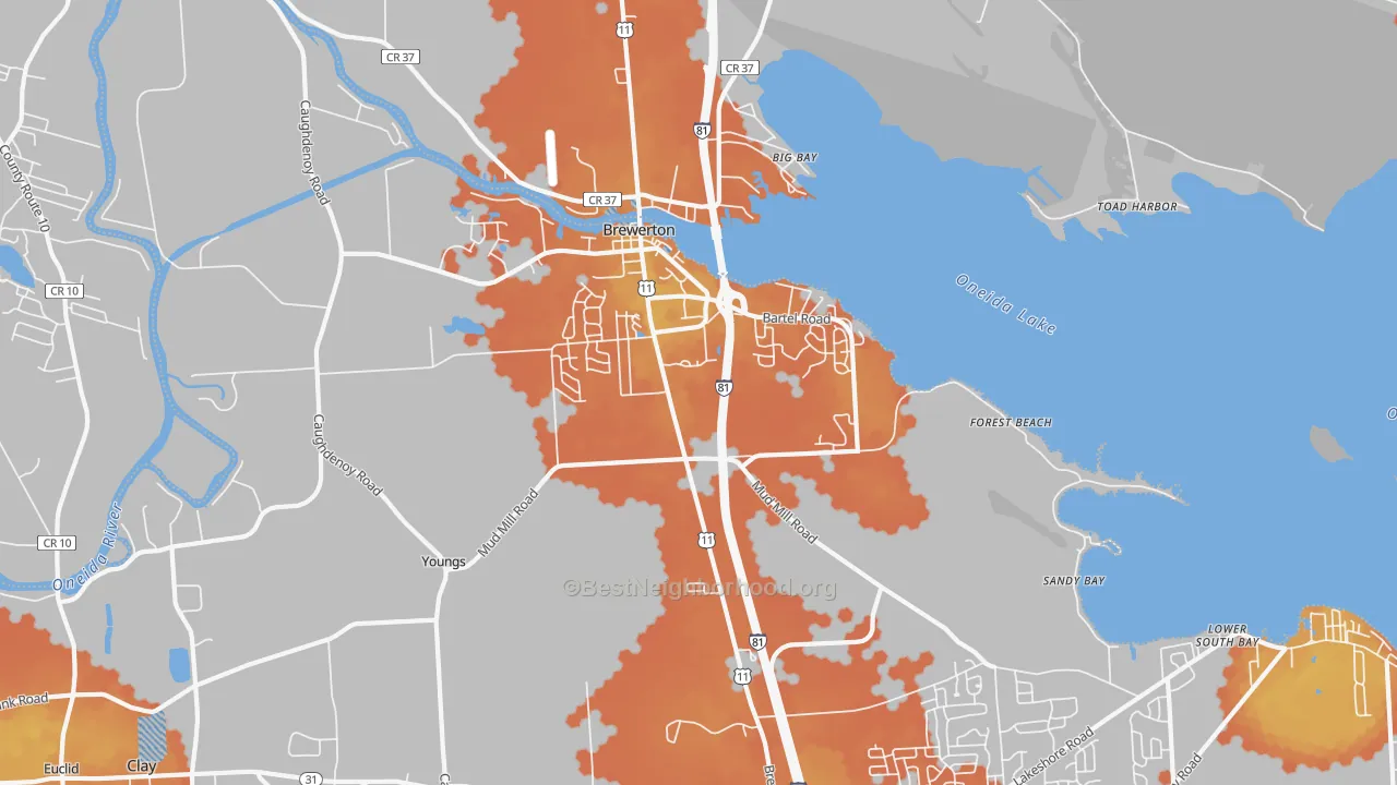 Bike Grade map of 13029, NY