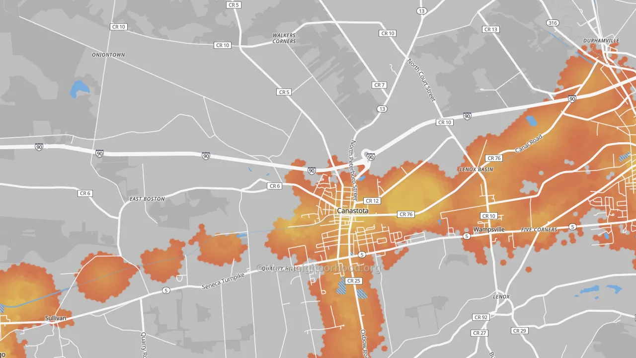 Bike Grade map of 13032, NY