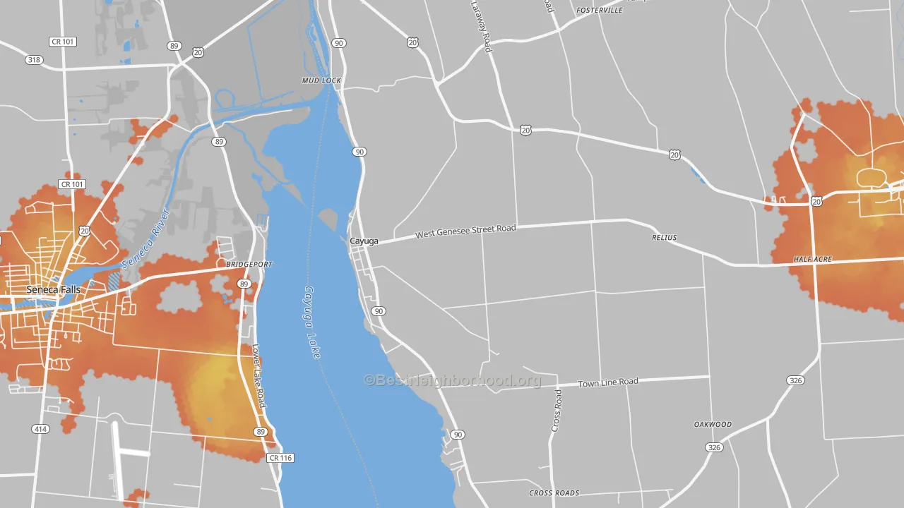 Bike Grade map of 13034, NY