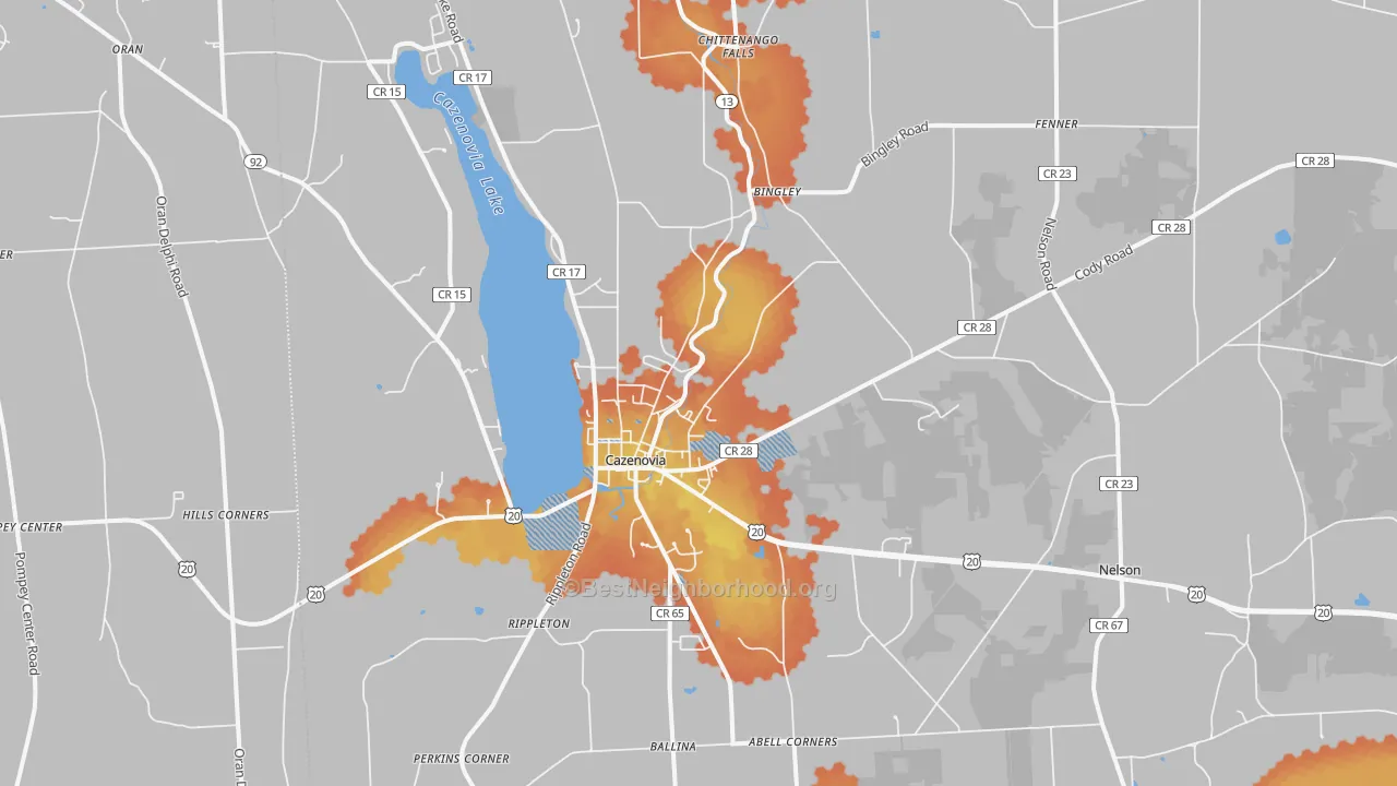 Bike Grade map of 13035, NY